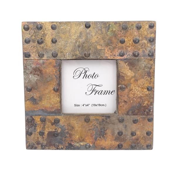 Cadre photo en bois recouvert de tôle - A-1106 - format photo 10x10cm