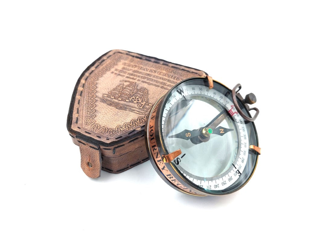 Boussole magnétique - Map Reader dans un étui en cuir – gadget rétro - NC2929