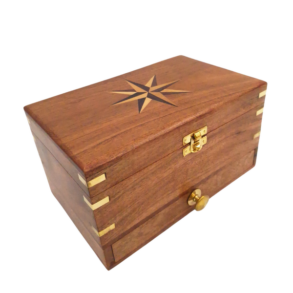 Grand coffret à bijoux en bois – organiseur avec miroir - DNU-022
