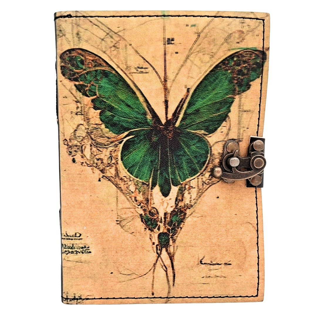 Carnet en cuir rétro Papillon - Cuir de chèvre 200 pages - AH20