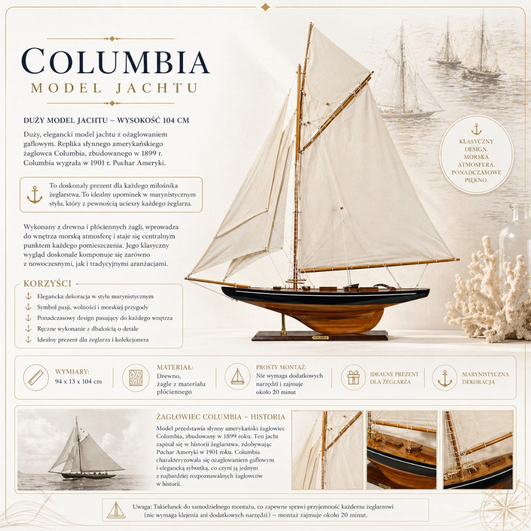 Grand modèle de yacht Columbia – Hauteur 104cm – COL