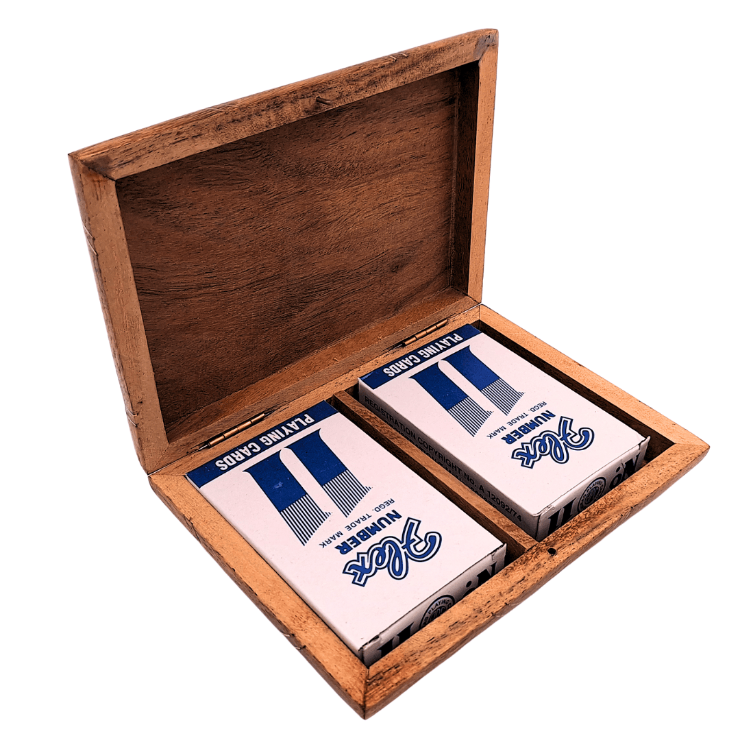 Ensemble de 2 jeux de cartes dans une boîte en bois – Cadeau élégant – Vintage – DNU-2791
