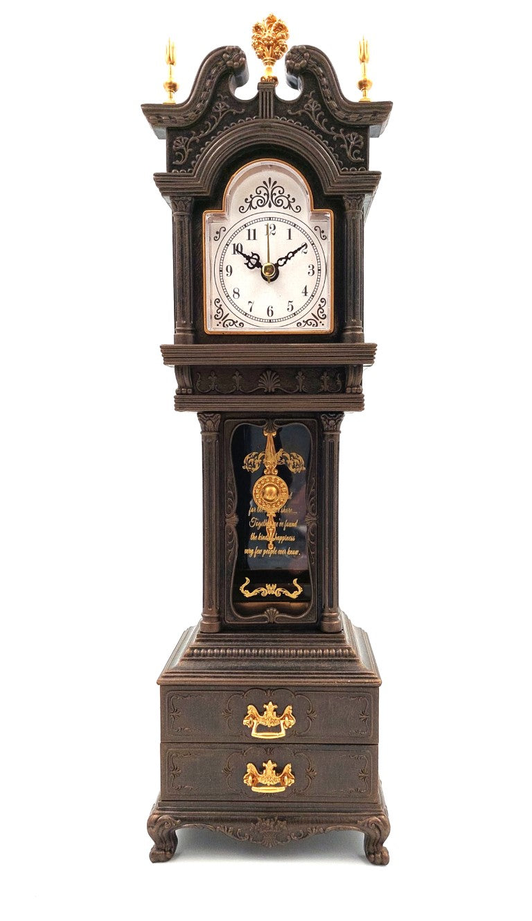 Boîte à musique Horloge de grand-père rétro de cheminée avec tiroirs - 24105
