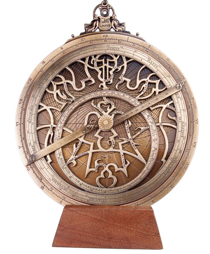 Grand astrolabe européen - diamètre 20 cm - cadeau premium pour astronome ou navigateur - H35