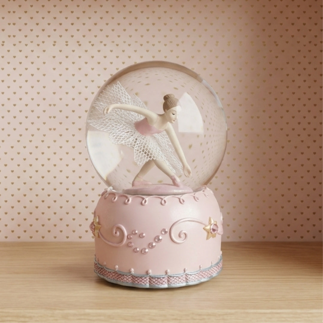 Boîte à musique ballerine dansante dans une boule de verre 12cm - MG-19016