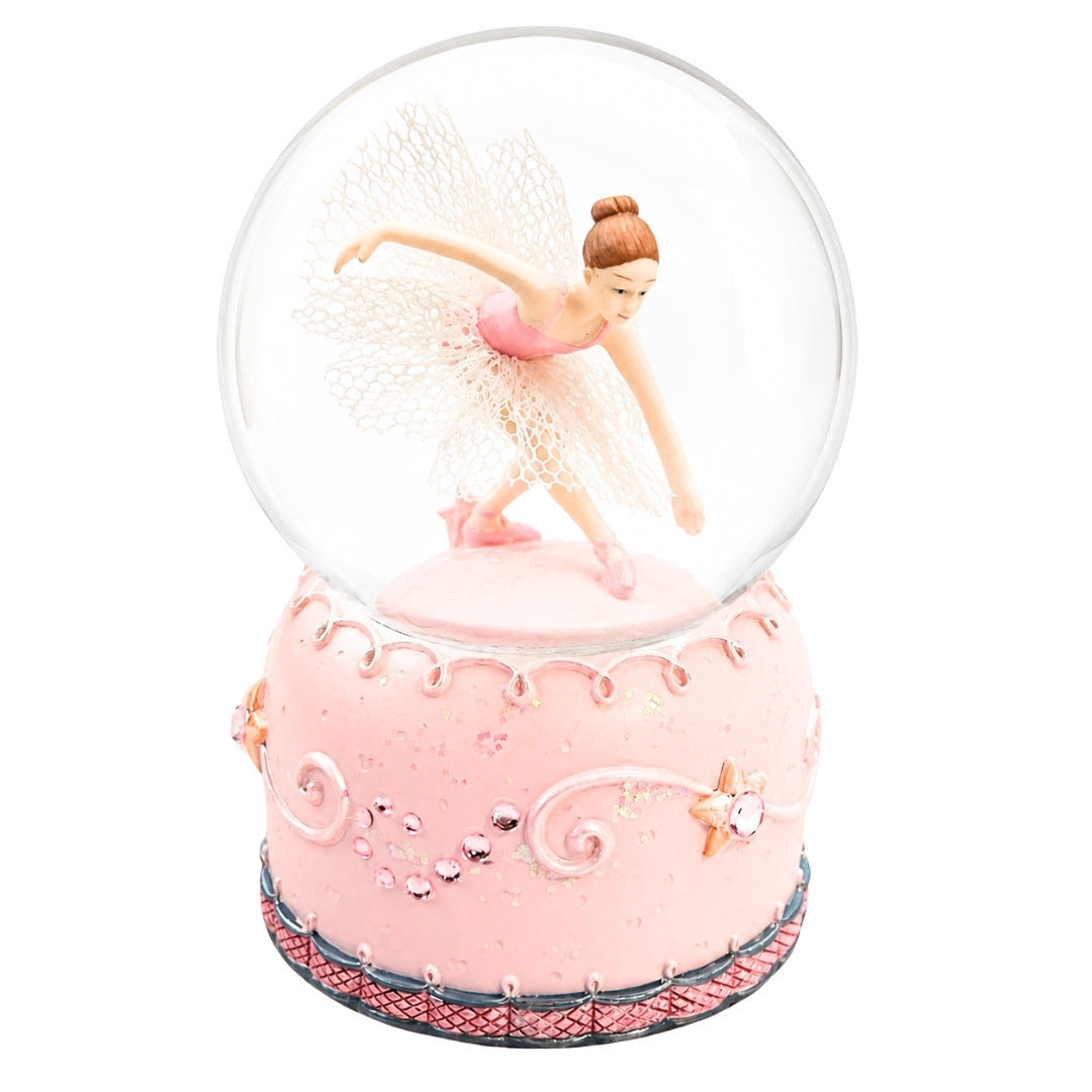 Boîte à musique ballerine dansante dans une boule de verre 12cm - MG-19016