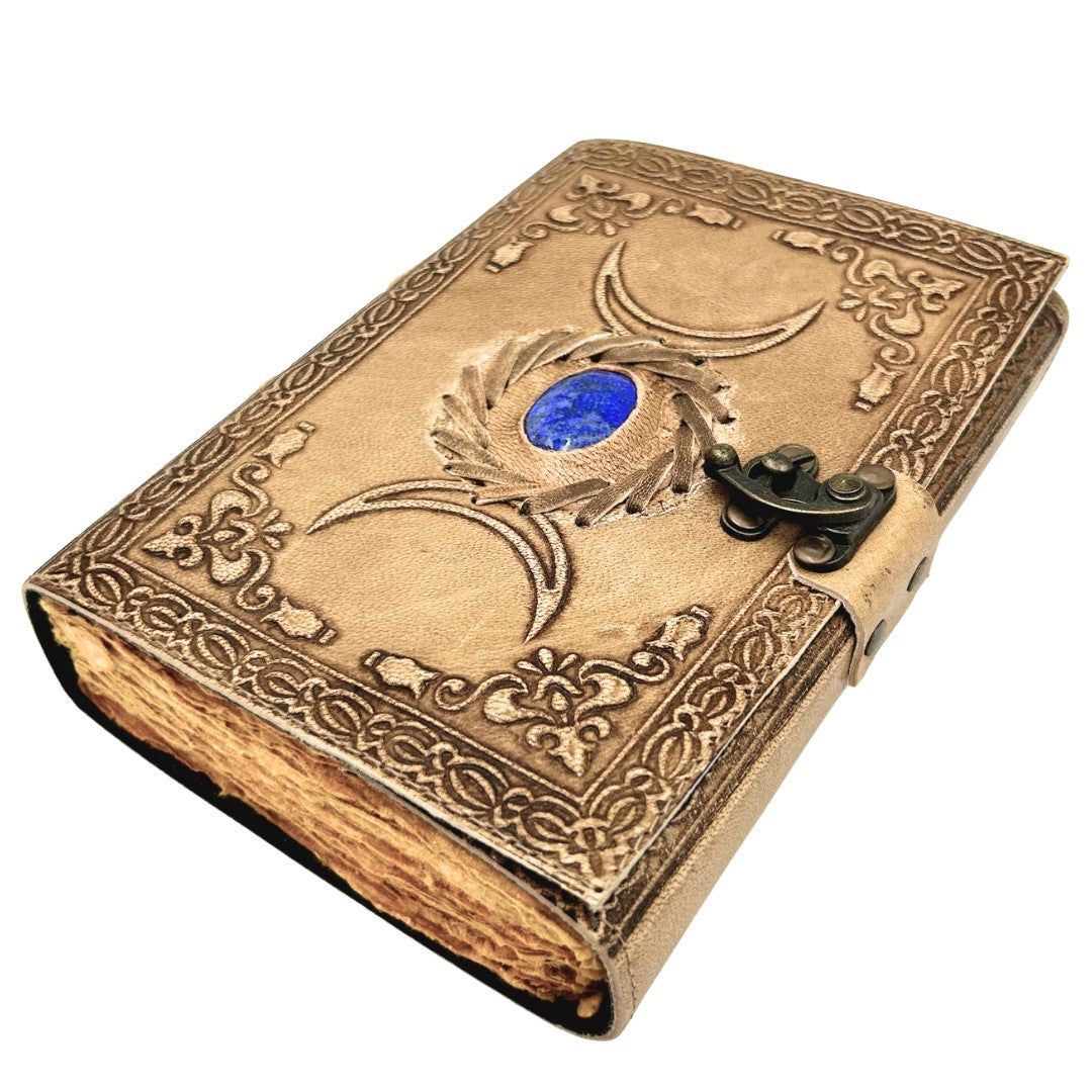 Carnet en cuir rétro avec pierre et phases de la Lune – 200 pages 150 GSM – H076