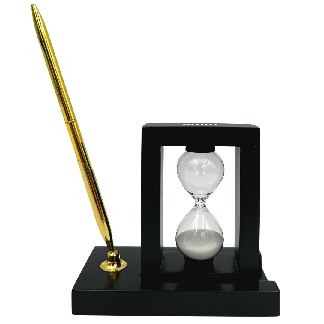 Ensemble décoratif de bureau avec sablier 3 minutes et porte-stylo – 121W