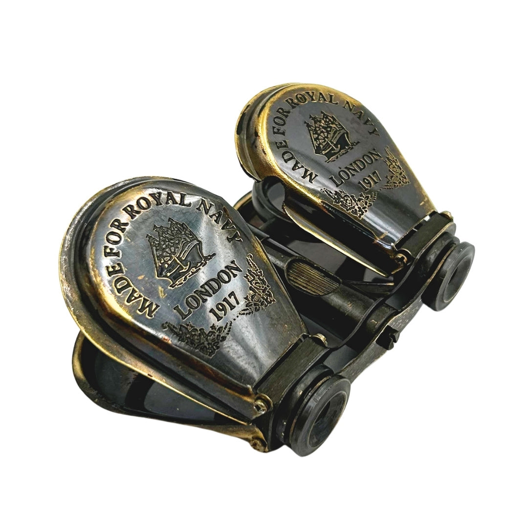 Brass Retro Binoculars in Leather Case with Engraving Option
