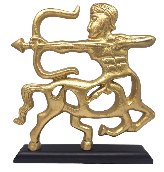 Figurine décorative dorée - Sagittaire - socle en bois - SAG2