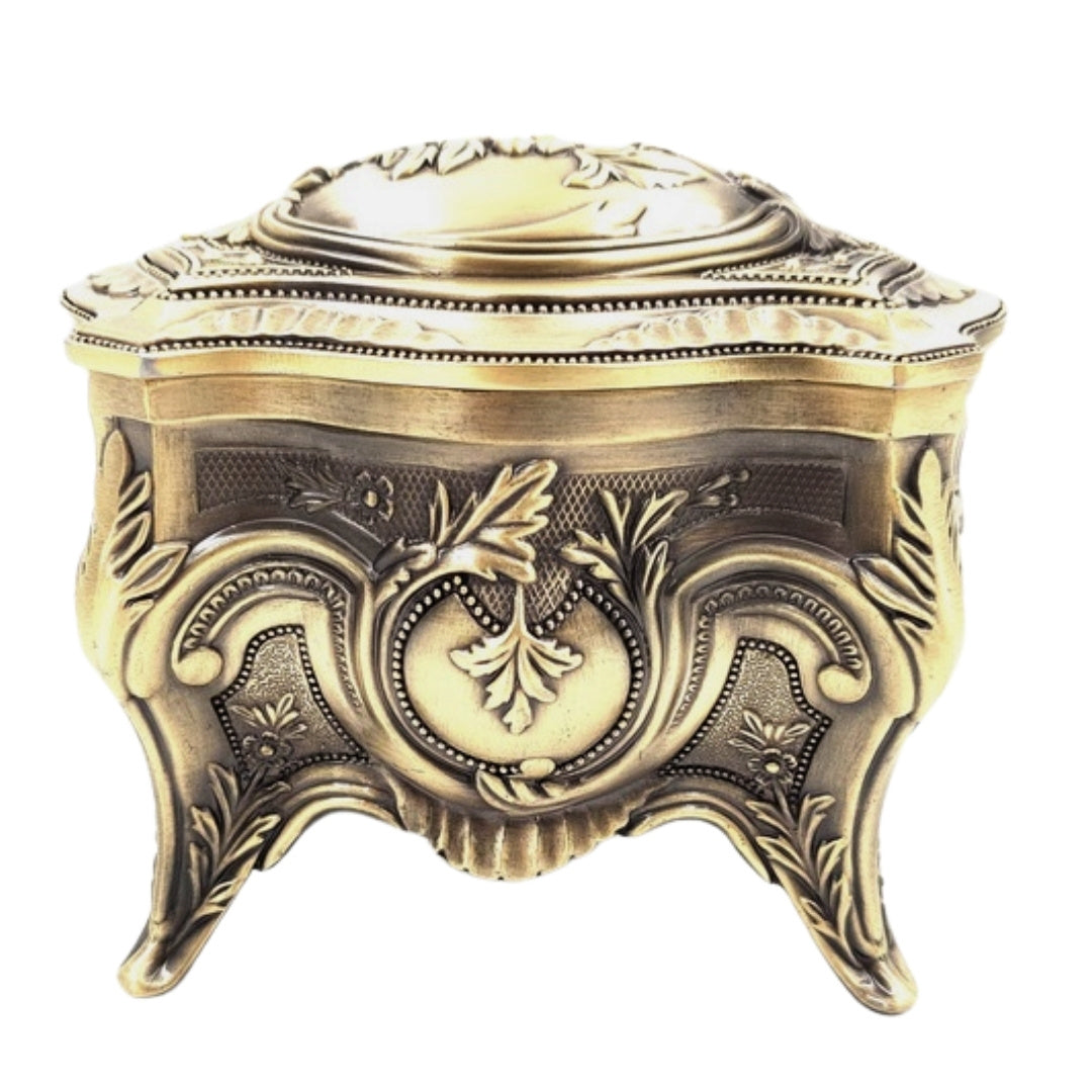 Coffret à bijoux métallique doré rétro - 2139M