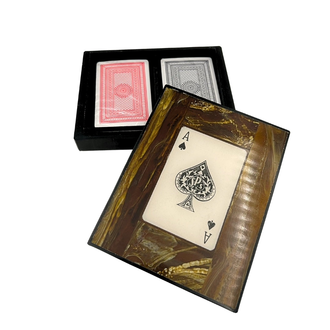 Deux jeux de cartes dans une boîte en résine – 51668