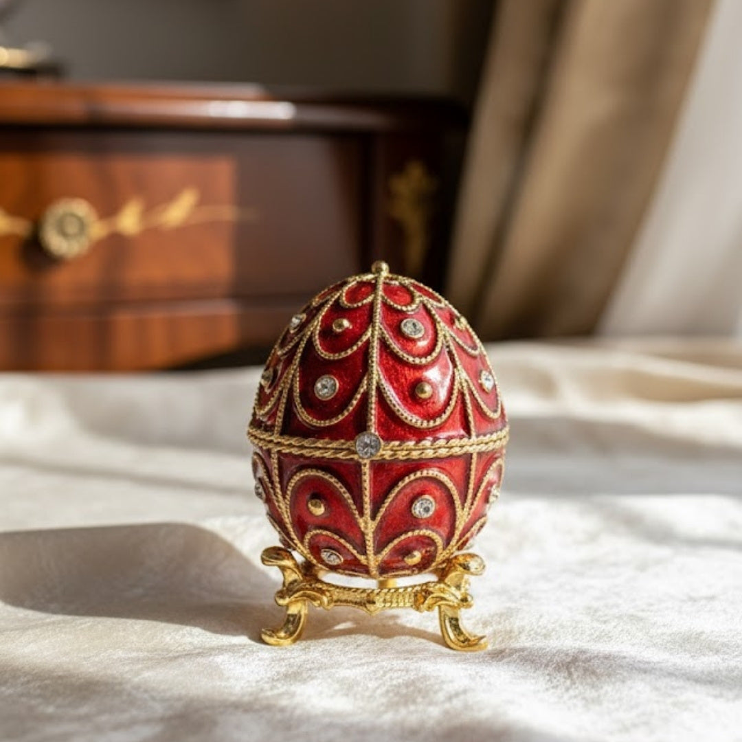 Coffret métallique exclusif avec cristaux - Œuf de Fabergé - B0748-17 RD
