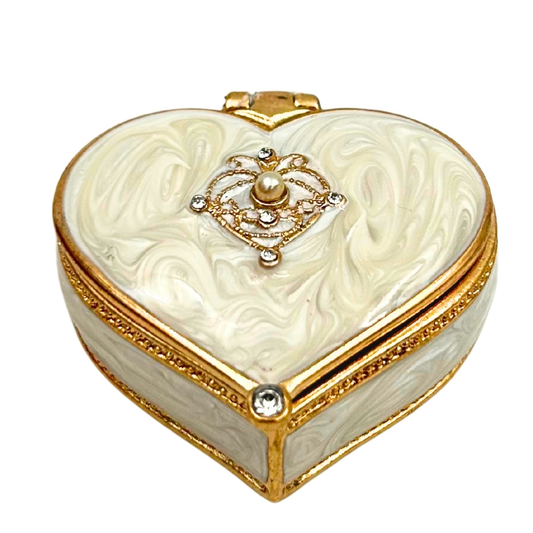 Boîte à bijoux exclusive en forme de cœur avec cristaux - B0767-06WH