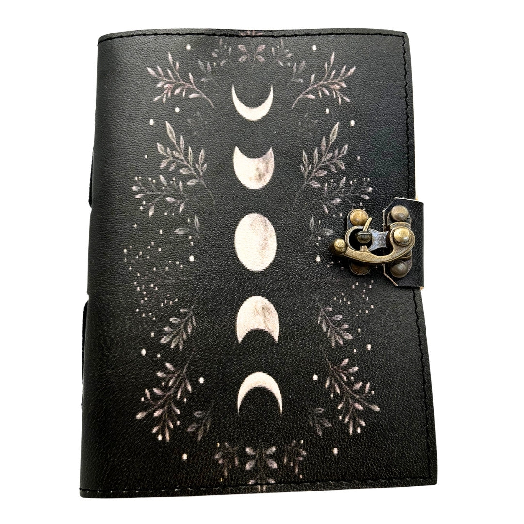 Carnet en cuir rétro avec phases de la Lune – cuir de chèvre, 200 pages, papier 150 GSM – H080