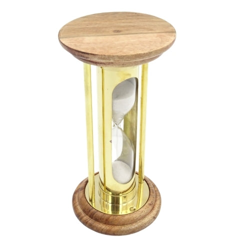Sablier en laiton et bois 5 min, style rétro - NC3031