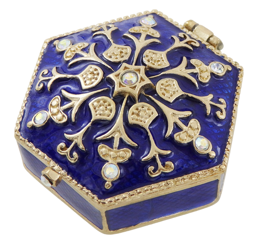 Petite boîte cadeau en métal richement décorée avec cristaux - B0035-08BL