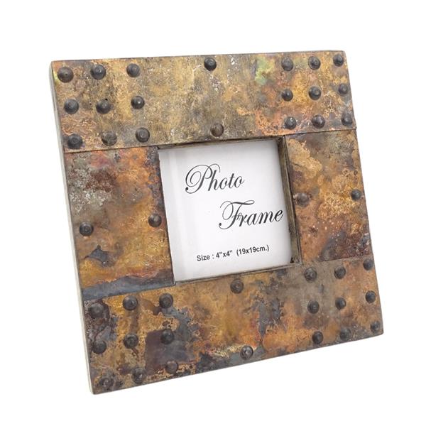 Cadre photo en bois recouvert de tôle - A-1106 - format photo 10x10cm