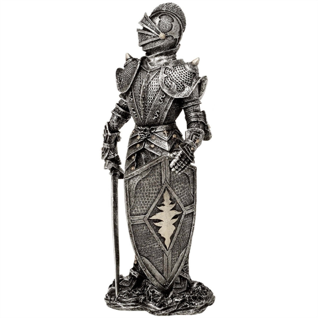 Figurine décorative de chevalier en armure argentée, hauteur 30 cm - MC-23053