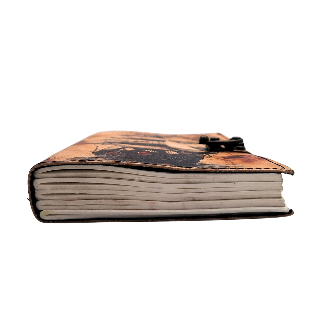 Carnet en cuir maritime Voilier rétro - Cadeau pour navigateur – AH11