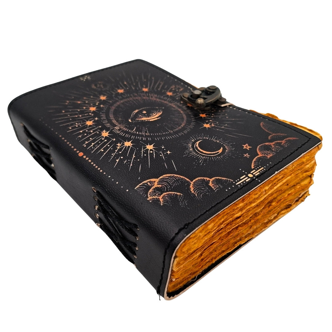 Carnet en cuir rétro Œil qui voit tout - 200 pages - Cuir de chèvre - AH19