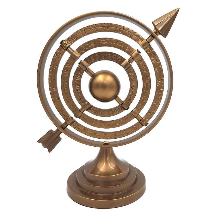 Astrolabe sphérique fléché en aluminium - hauteur 30cm - NI9114A