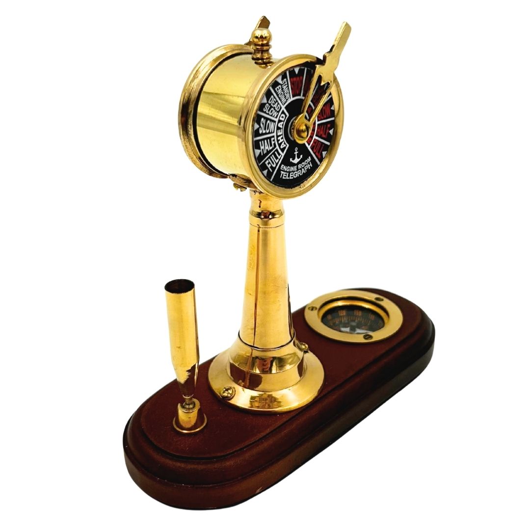 Élégant ensemble de bureau – Télégraphe de machine, boussole, porte-stylo – TT018