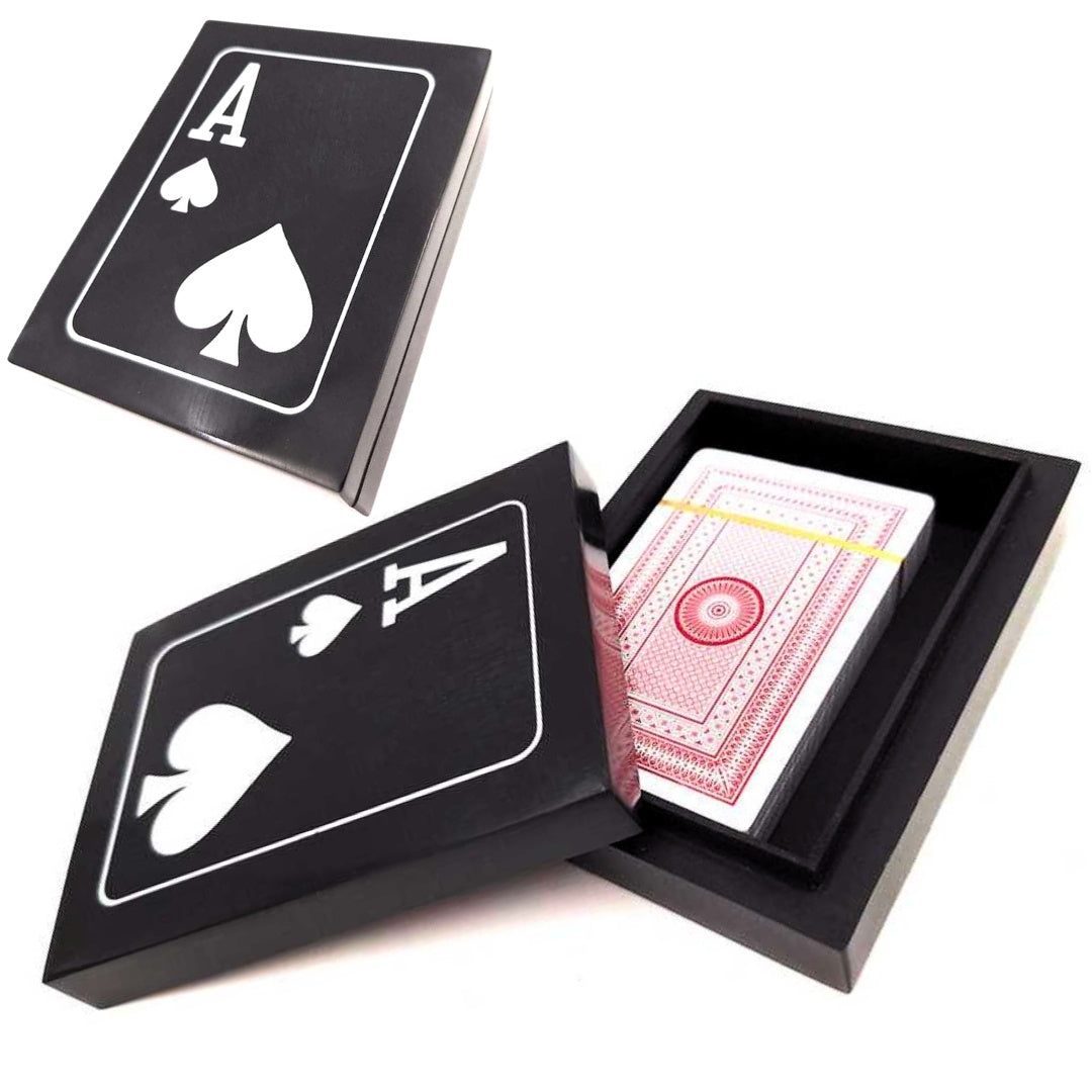 Élégant ensemble de cartes à jouer dans une boîte en résine et MDF - G1228