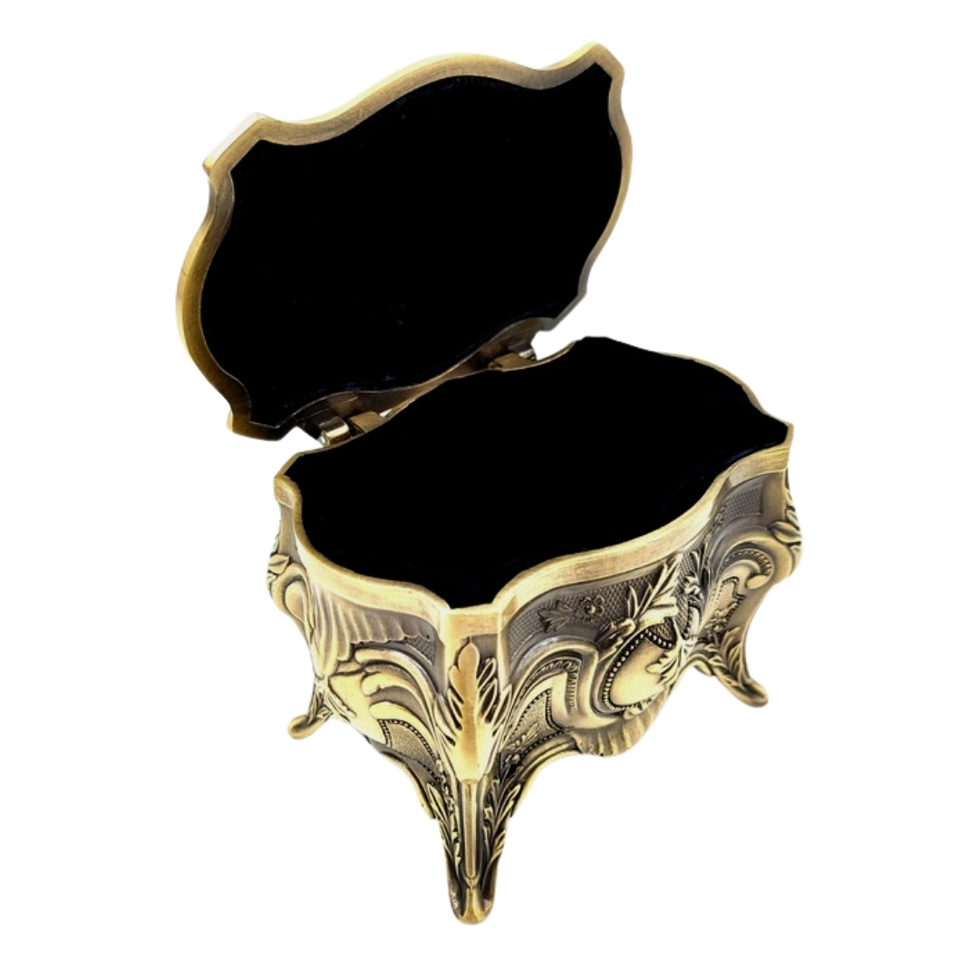 Coffret à bijoux métallique doré rétro - 2139M