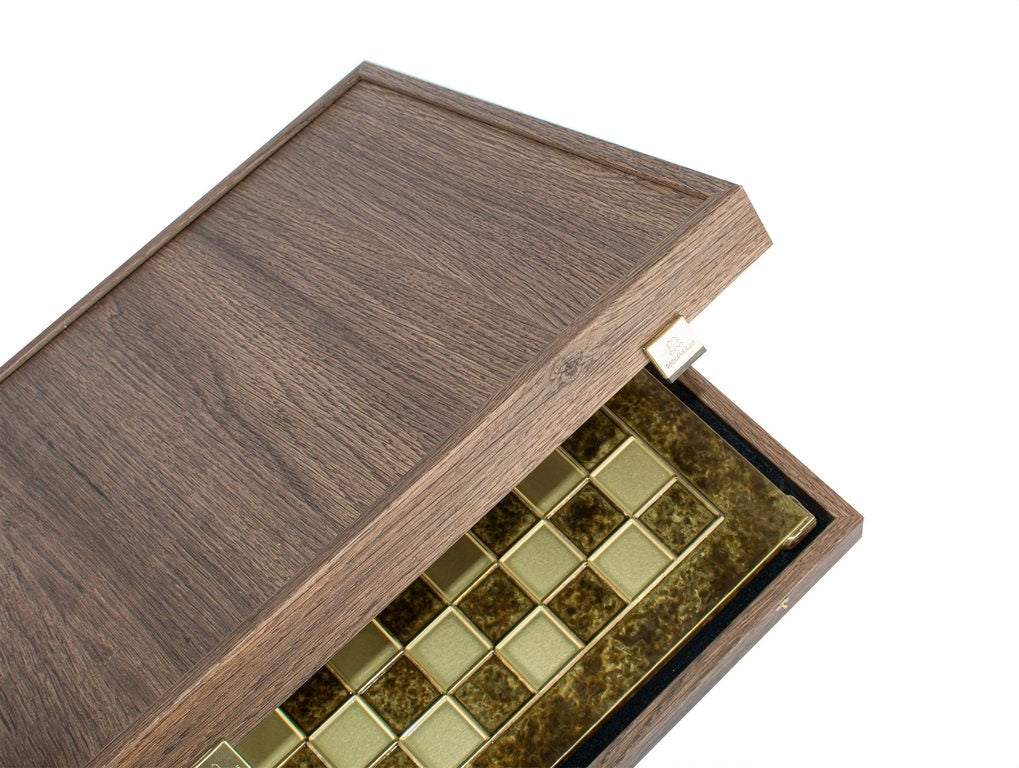 Grand jeu d’échecs exclusif – 36x36 cm – doré-argenté - Renaissance S9BRGS