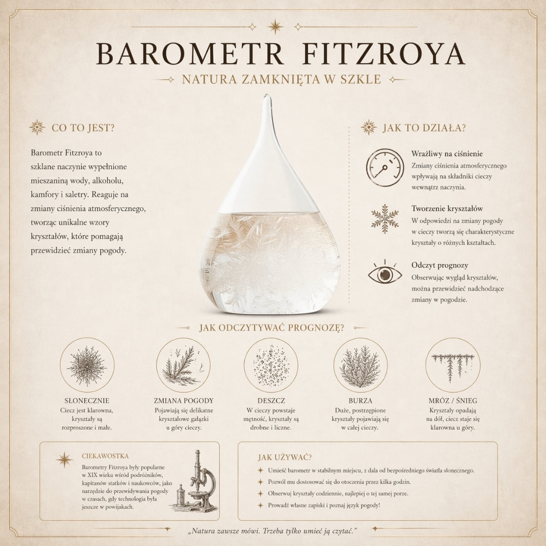 Baromètre tempête de FitzRoy dans un cadre en bois - Goutte Storm Glass – BAW1