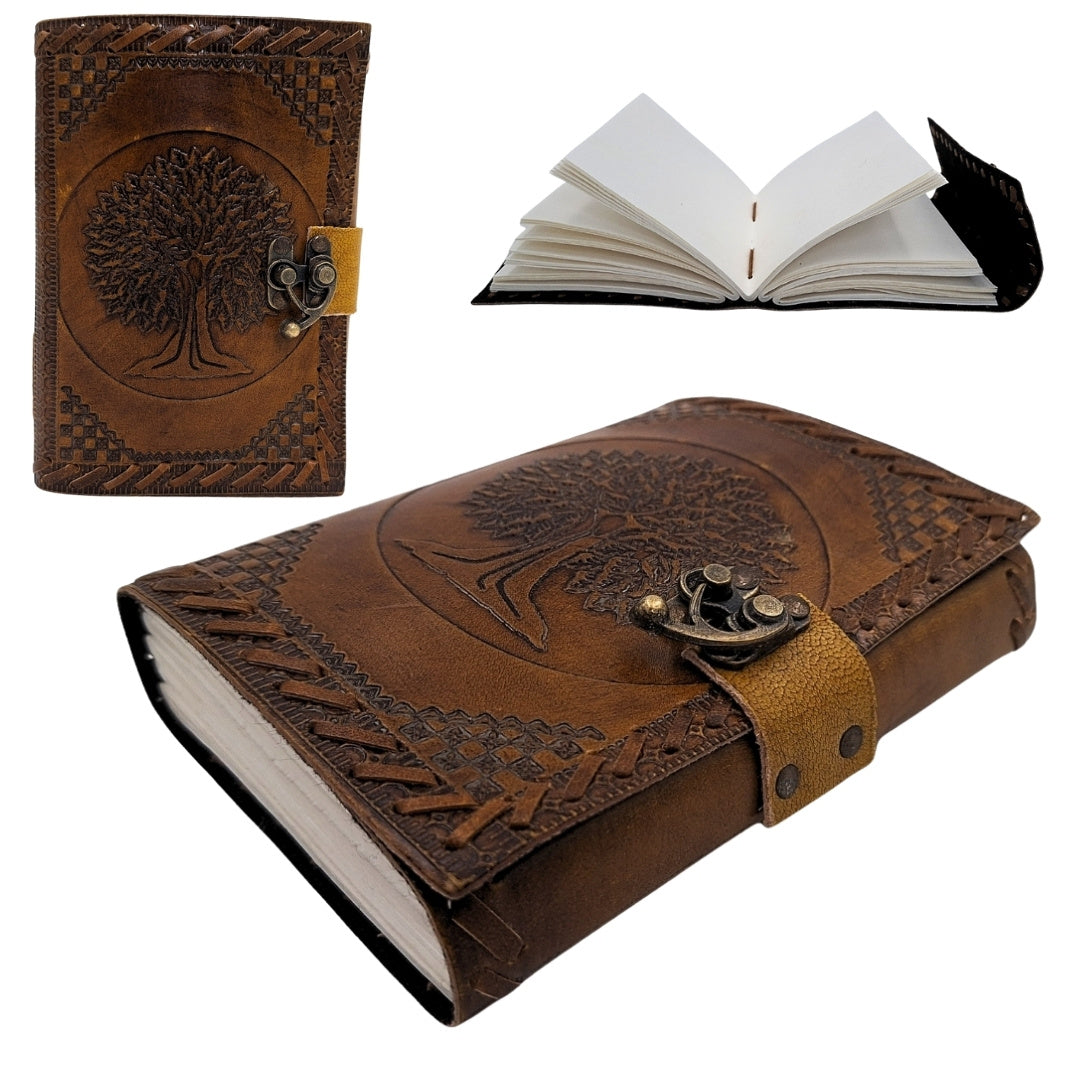 Carnet en cuir vintage rétro 200 pages – Arbre de Vie - AH01