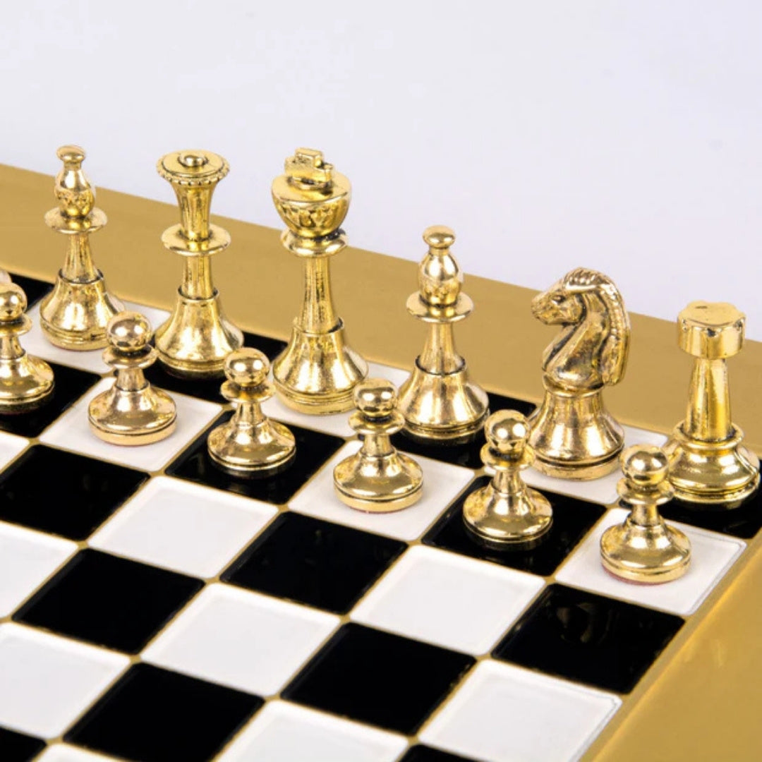 Échecs exclusifs en laiton 28x28cm - Staunton - S32BLA