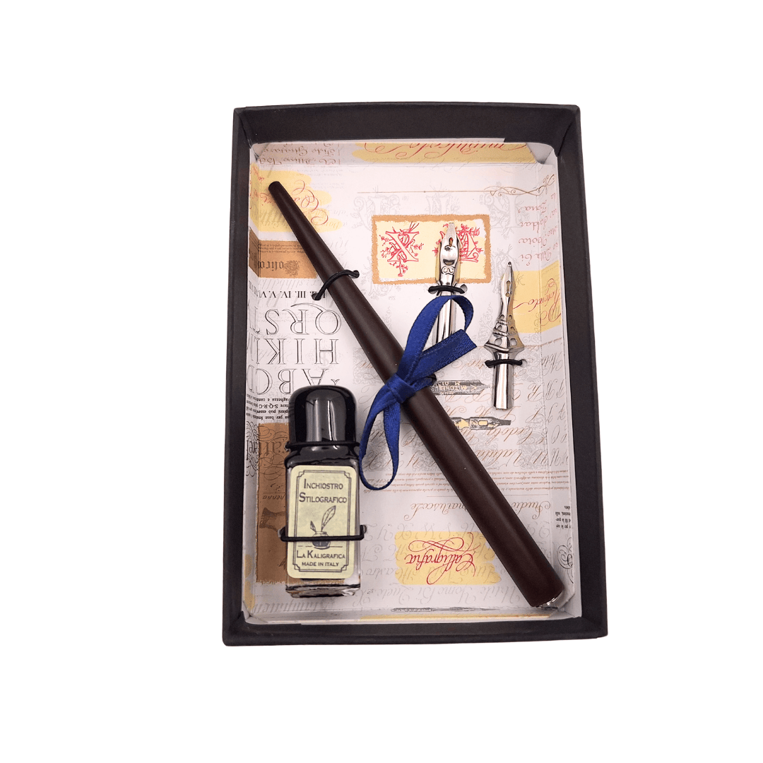 Set de calligraphie - plume avec deux plumes métalliques + encrier - 5422