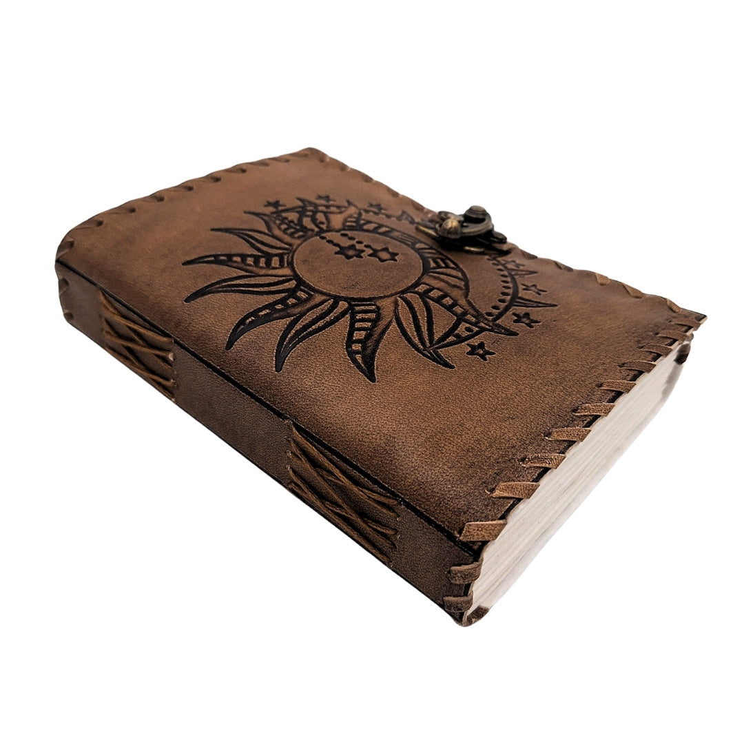 Carnet en cuir rétro 200 pages Soleil et Lune 200 pages - AH05