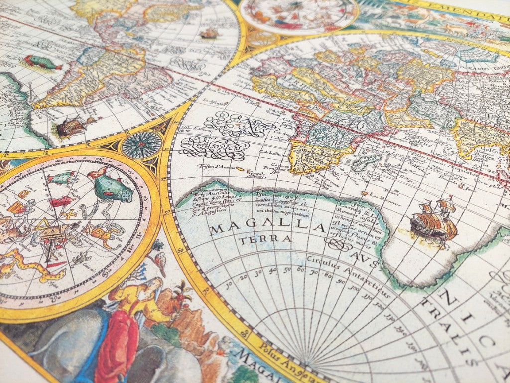 Ancienne carte du monde - Orbis Terrarum réimpression - P. Plancius, 1594 M1594