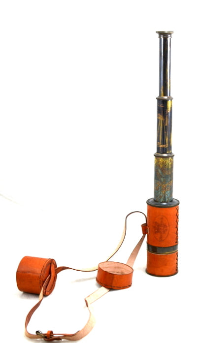 Longue-vue en laiton rétro gainée de cuir avec sangle - Réplique - NC1596