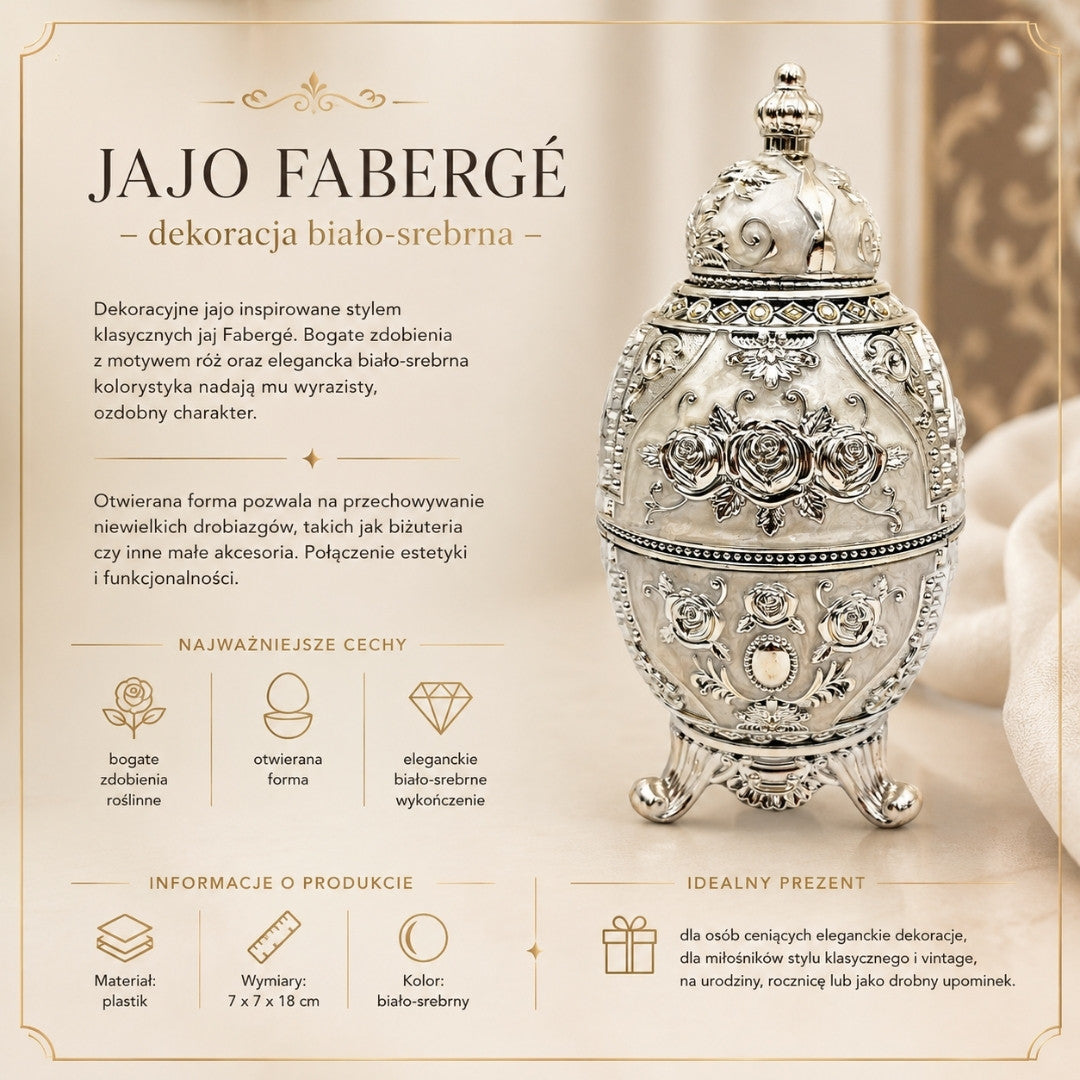Œuf Fabergé argenté ouvrant - SRWS