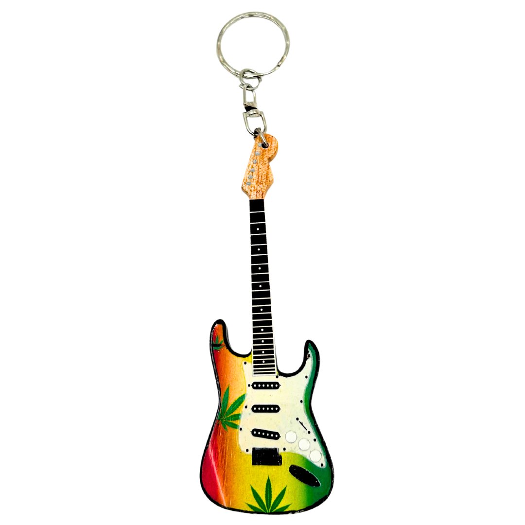 Porte-clés guitare dans le style de Bob Marley, gadget reggae - EGK-0641