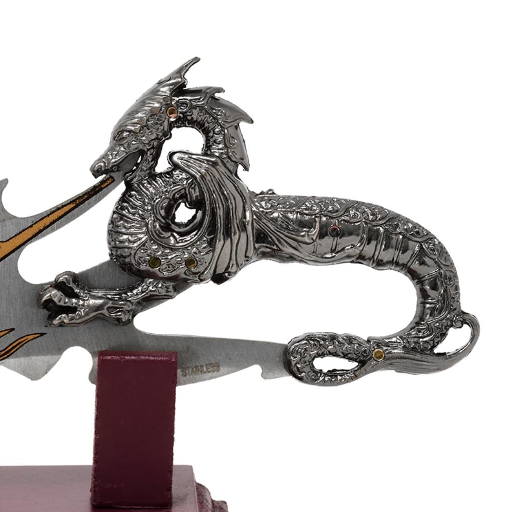 Dague décorative dragon sur socle 19 cm - fantasy - acier inoxydable – SW-185
