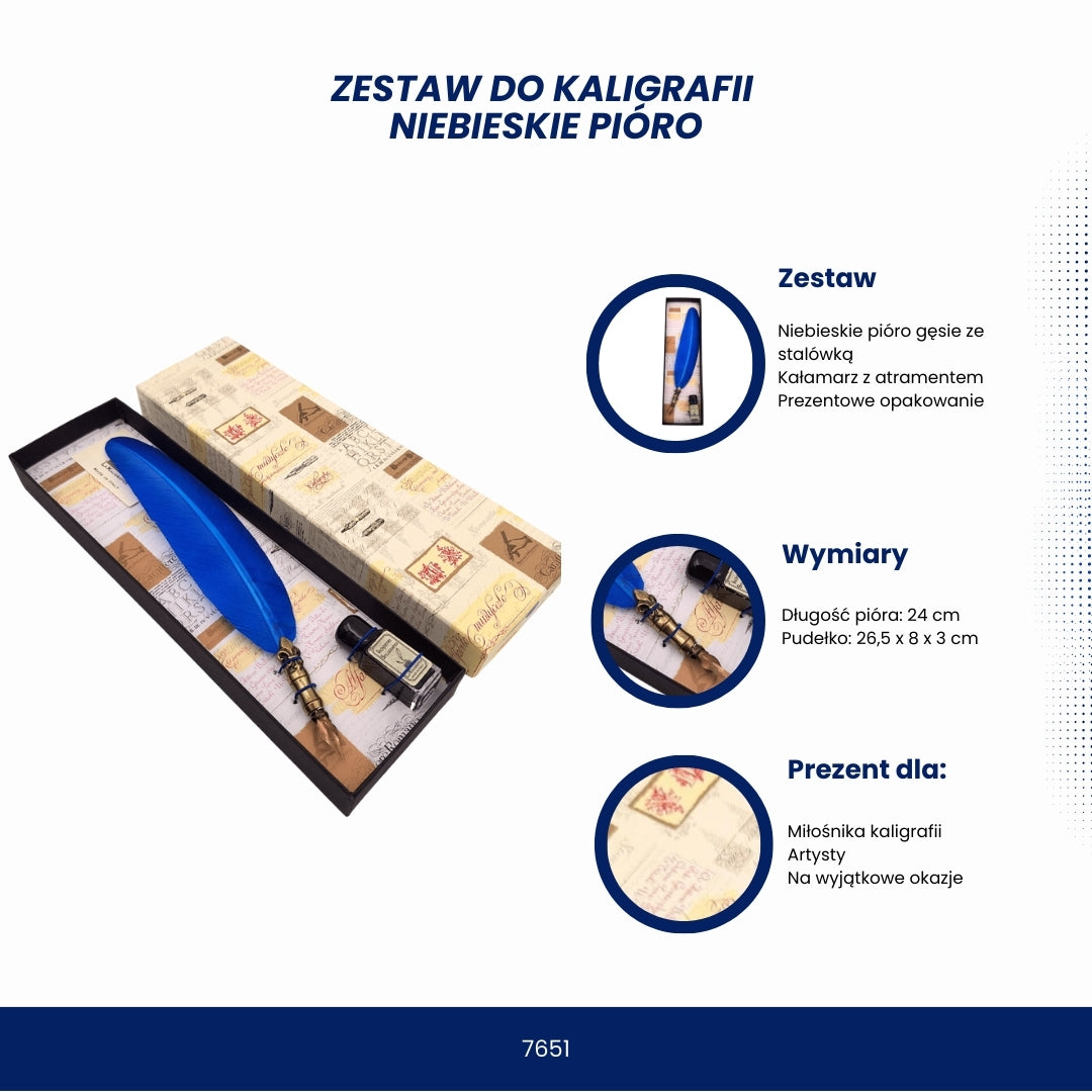Set de calligraphie - plume bleue - 7651