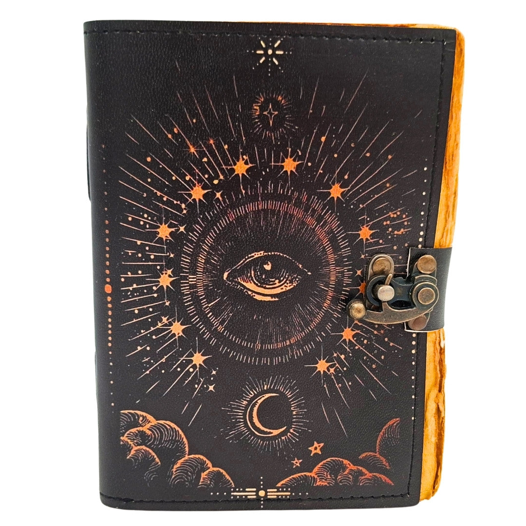Carnet en cuir rétro Œil qui voit tout - 200 pages - Cuir de chèvre - AH19