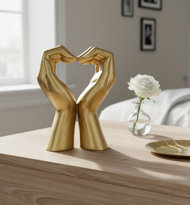 Figurine décorative dorée glamour – Cœur dans des mains
- 44190FJ