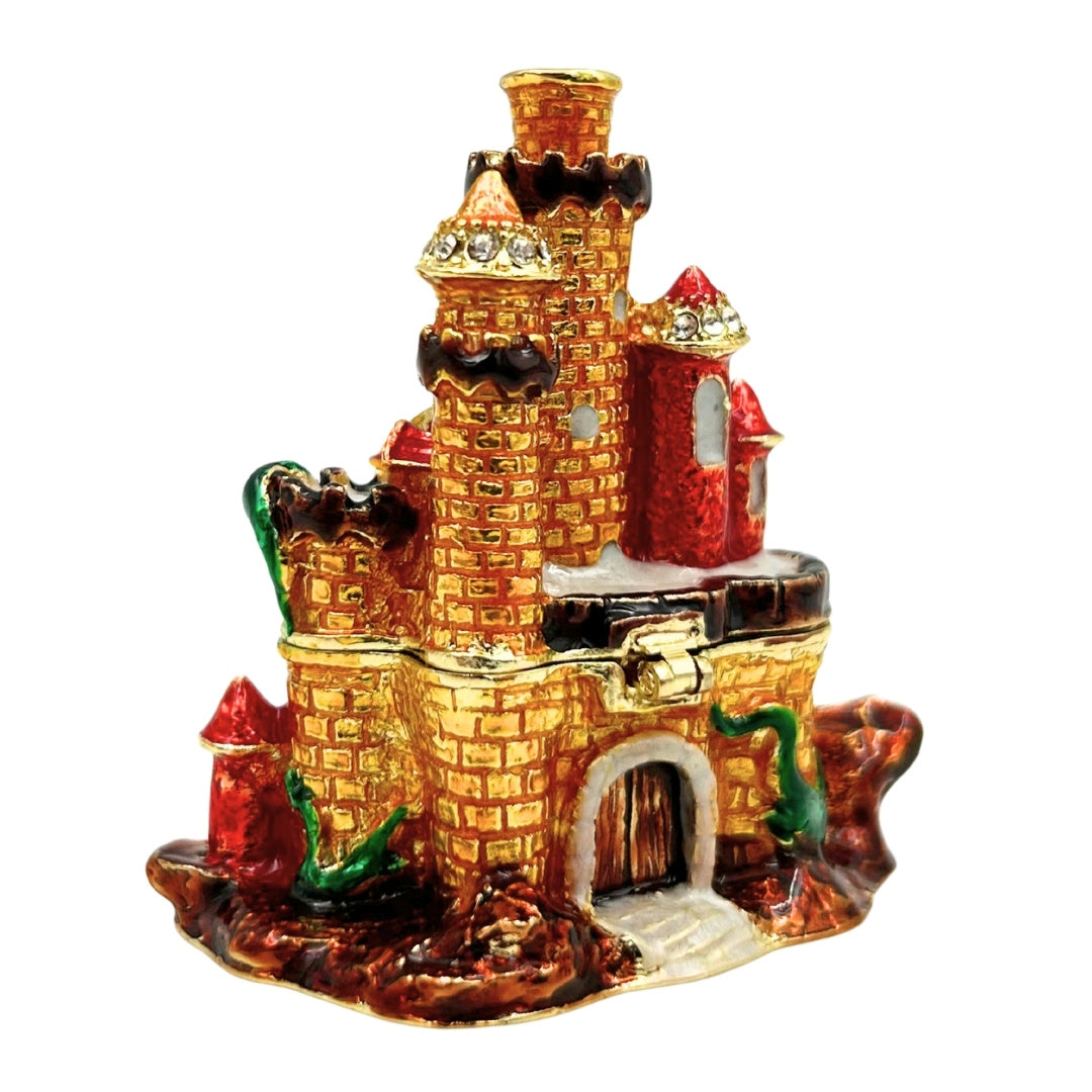 Petite boîte coffret à bijoux ornée de cristaux – Château – HX580