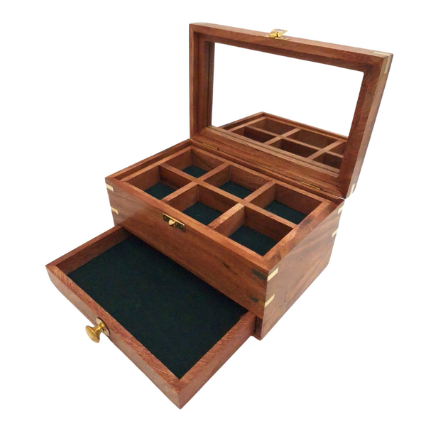 Grand coffret à bijoux en bois – organiseur avec miroir - DNU-022