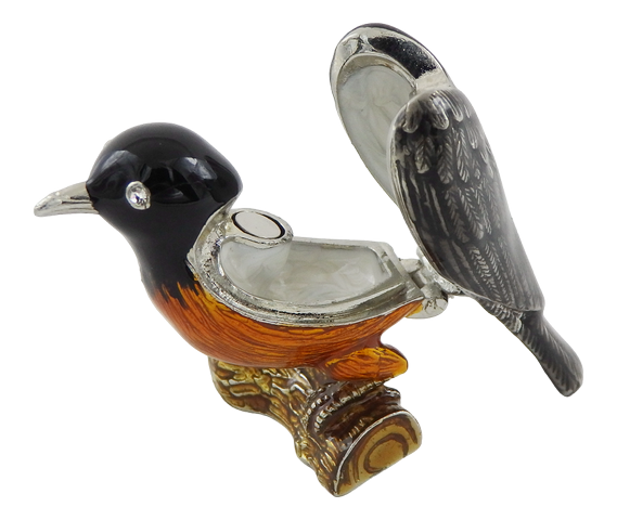 Petite boîte métallique exceptionnelle décorée de cristaux - Oiseau - B0192-02