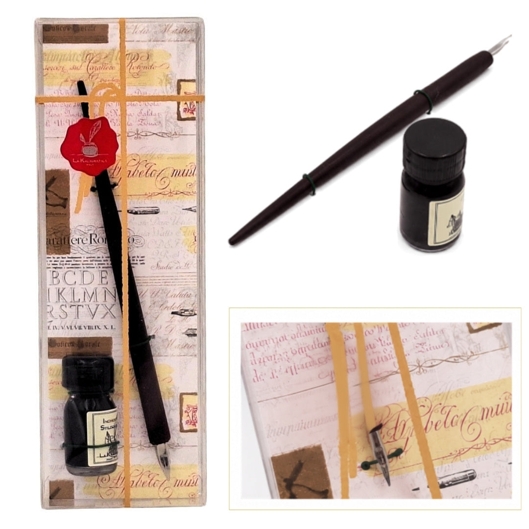 Coffret de calligraphie - Plume avec plume métallique + encre – 708