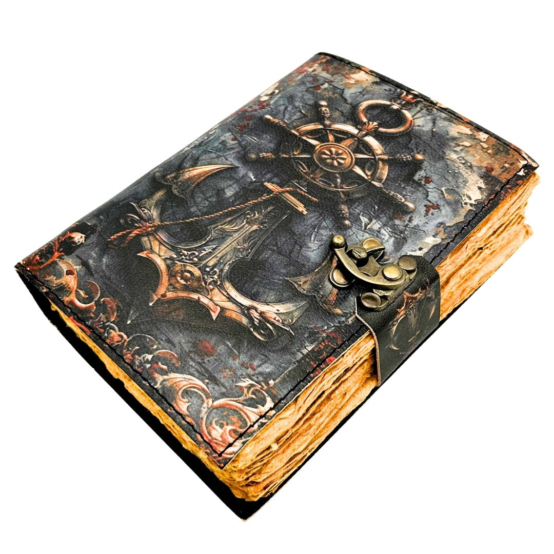Carnet en cuir rétro marin 200 pages - H110