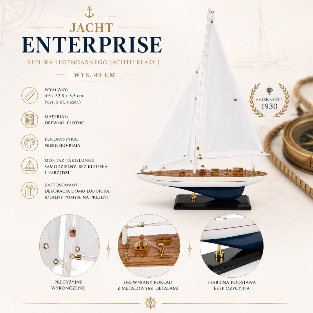 Yacht Enterprise 49 cm - Modèle en bois - ENT49