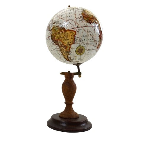 Élégant globe décoratif sur socle en bois - World GLB-0096B